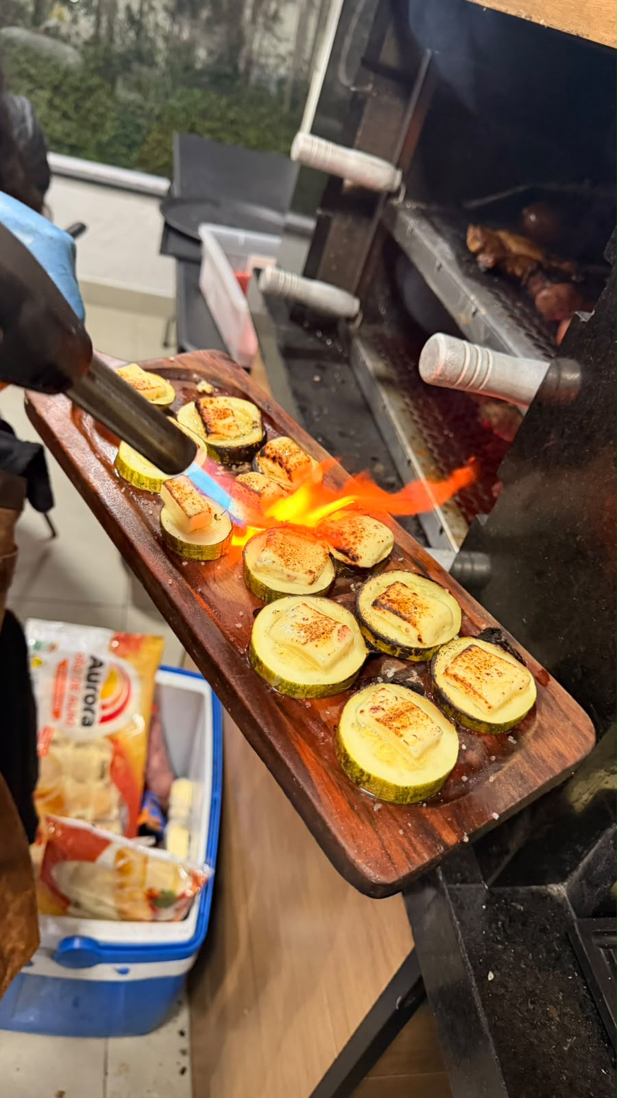 Frutas na brasa e preparo na parrilla